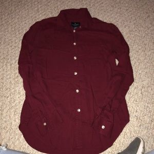 American Eagle Maroon Button Up Shirt